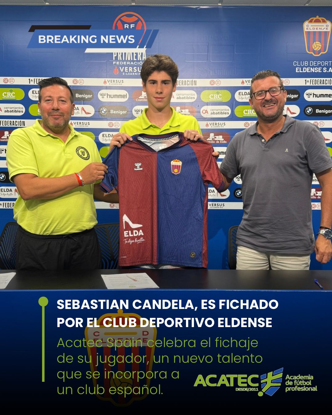 Acatec Spain celebra el fichaje de su jugador Sebastián Candela por el Club Deportivo Eldense
